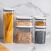 Pote Porta Mantimento Organizador Quadrado com Tampa Hermética Natural com Branco Block 2 Litros - Ela Decora